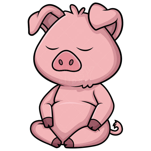 Royalty-free stock vector illustration of a pig meditating.