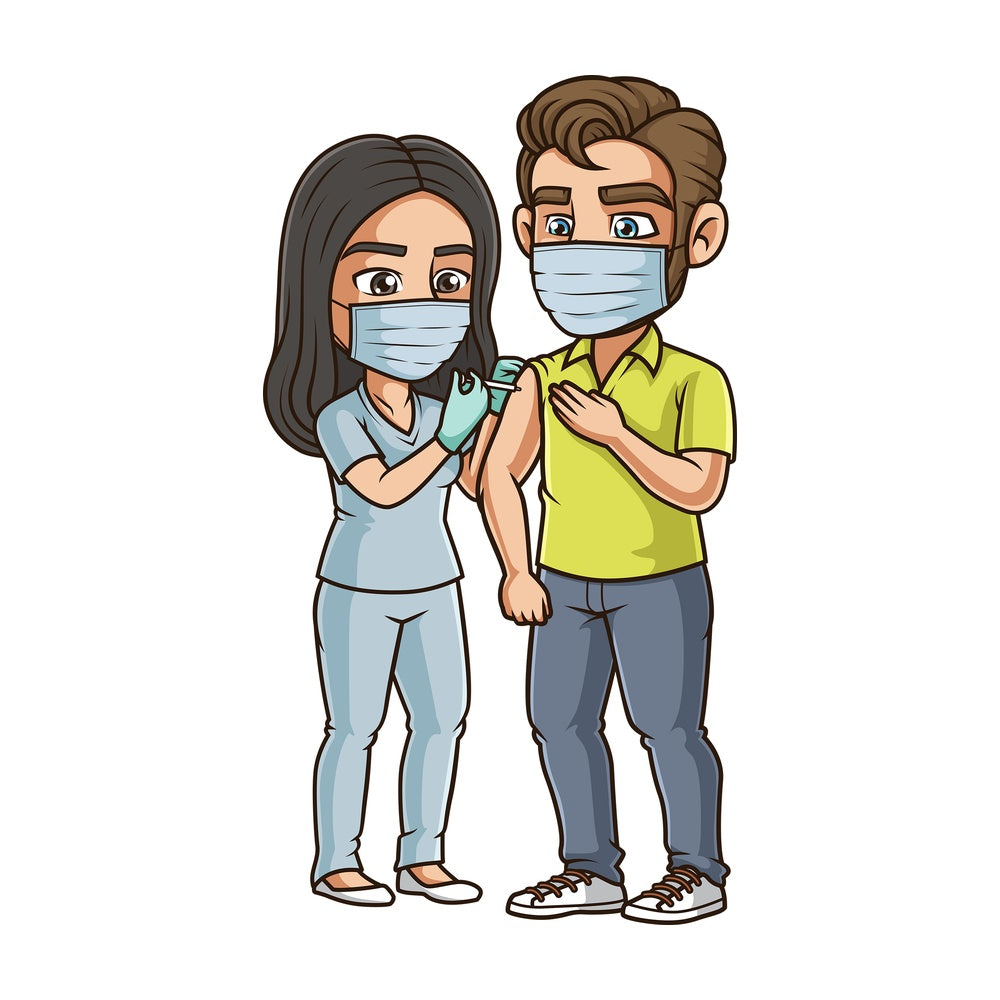 Man getting vaccinated for coronavirus. PNG - JPG and vector EPS (infinitely scalable).