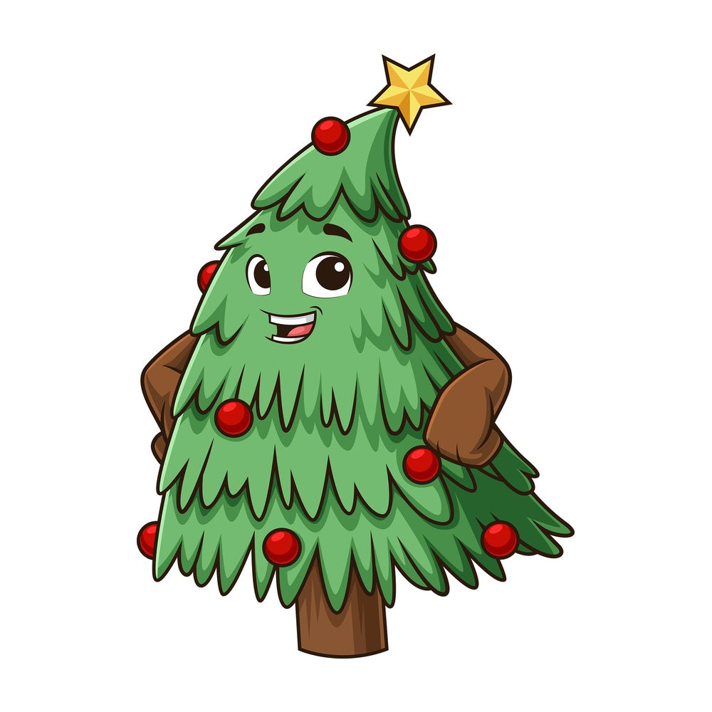 Happy christmas tree. PNG - JPG and vector EPS (infinitely scalable).