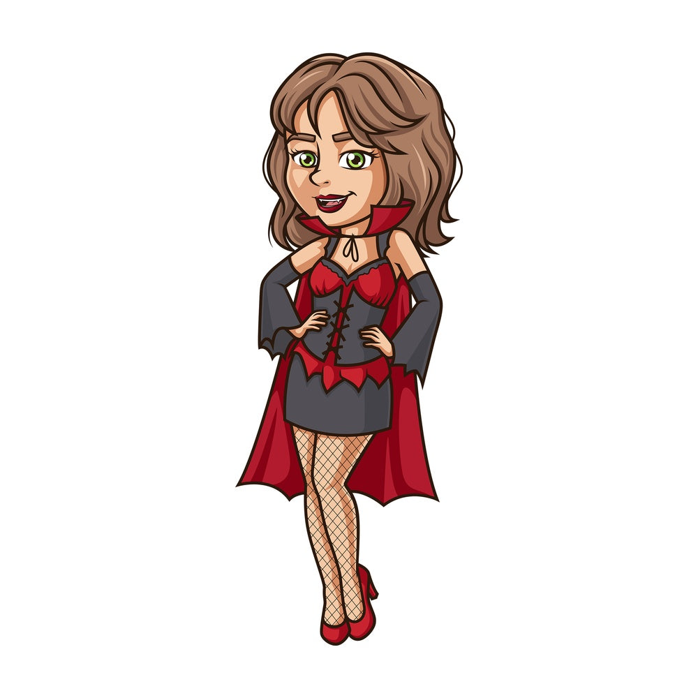 Woman vampire costume. PNG - JPG and vector EPS (infinitely scalable).