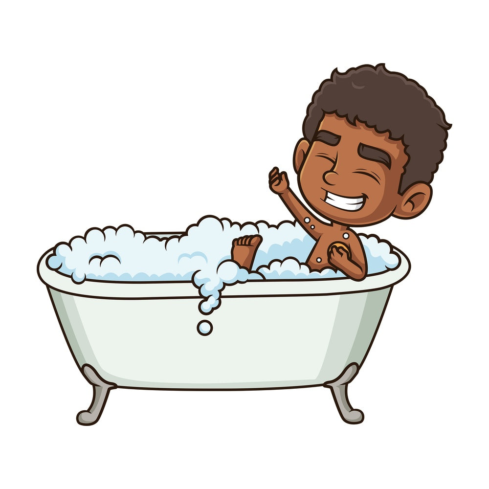 Black boy taking a bath. PNG - JPG and vector EPS (infinitely scalable).