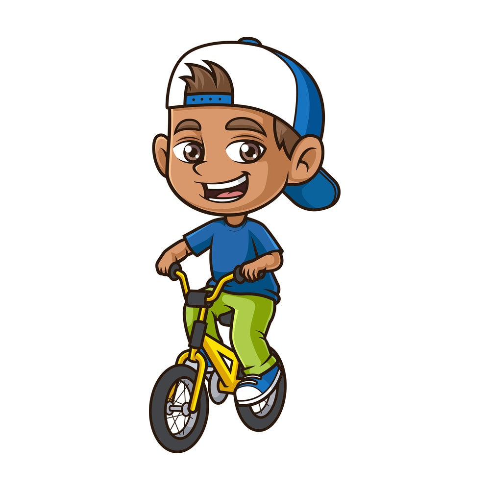Hispanic boy riding bike. PNG - JPG and vector EPS (infinitely scalable).