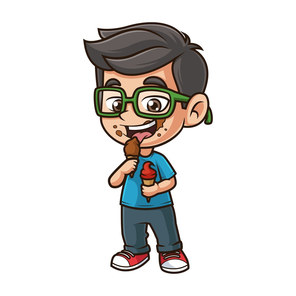 Kid eating ice cream. PNG - JPG and vector EPS (infinitely scalable).
