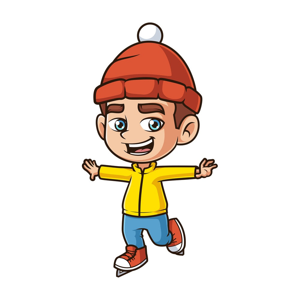 Kid ice skating. PNG - JPG and vector EPS (infinitely scalable).
