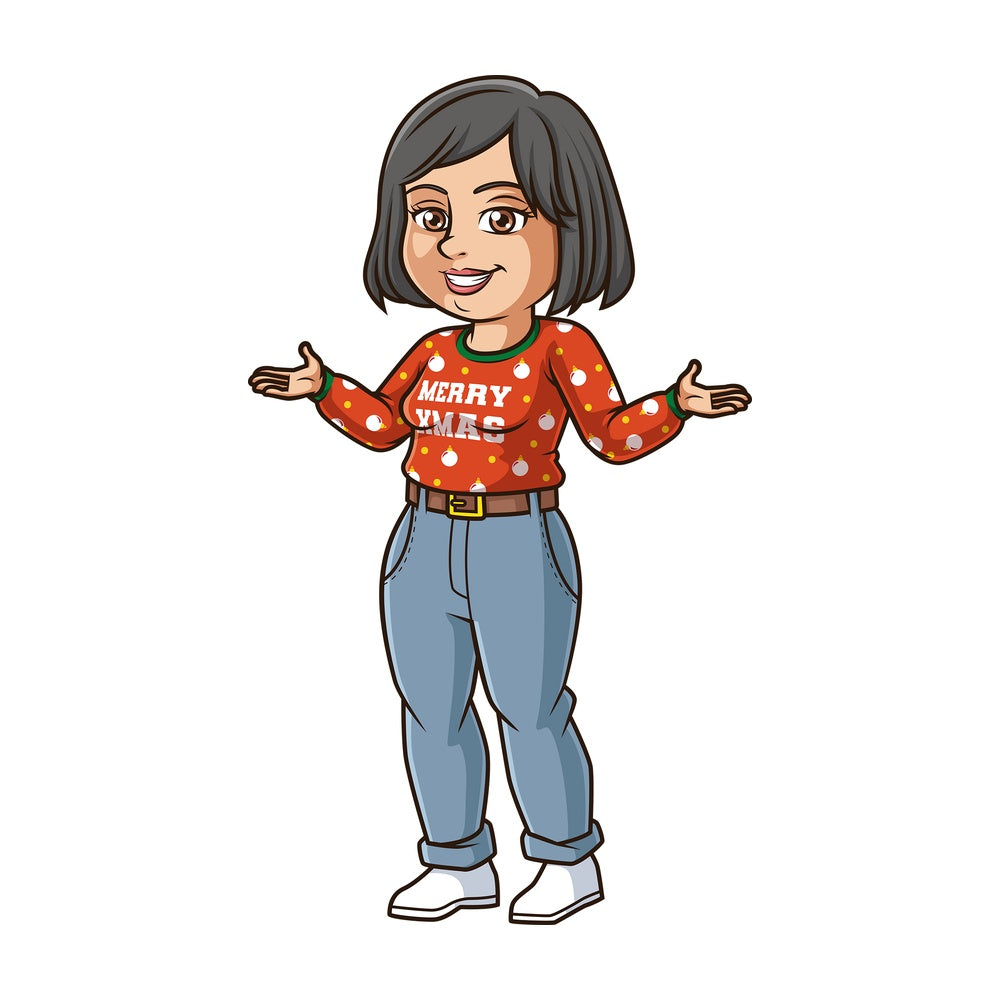 Mom wearing ugly christmas sweater. PNG - JPG and vector EPS (infinitely scalable).