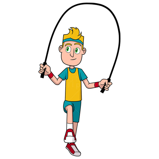 Royalty-free stock vector illustration of a man exercising with jumping rope.