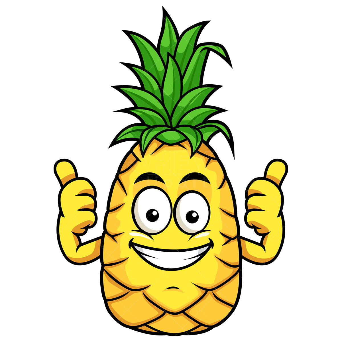 Royalty-free stock vector illustration of  a pineapple thumbs up both hands.