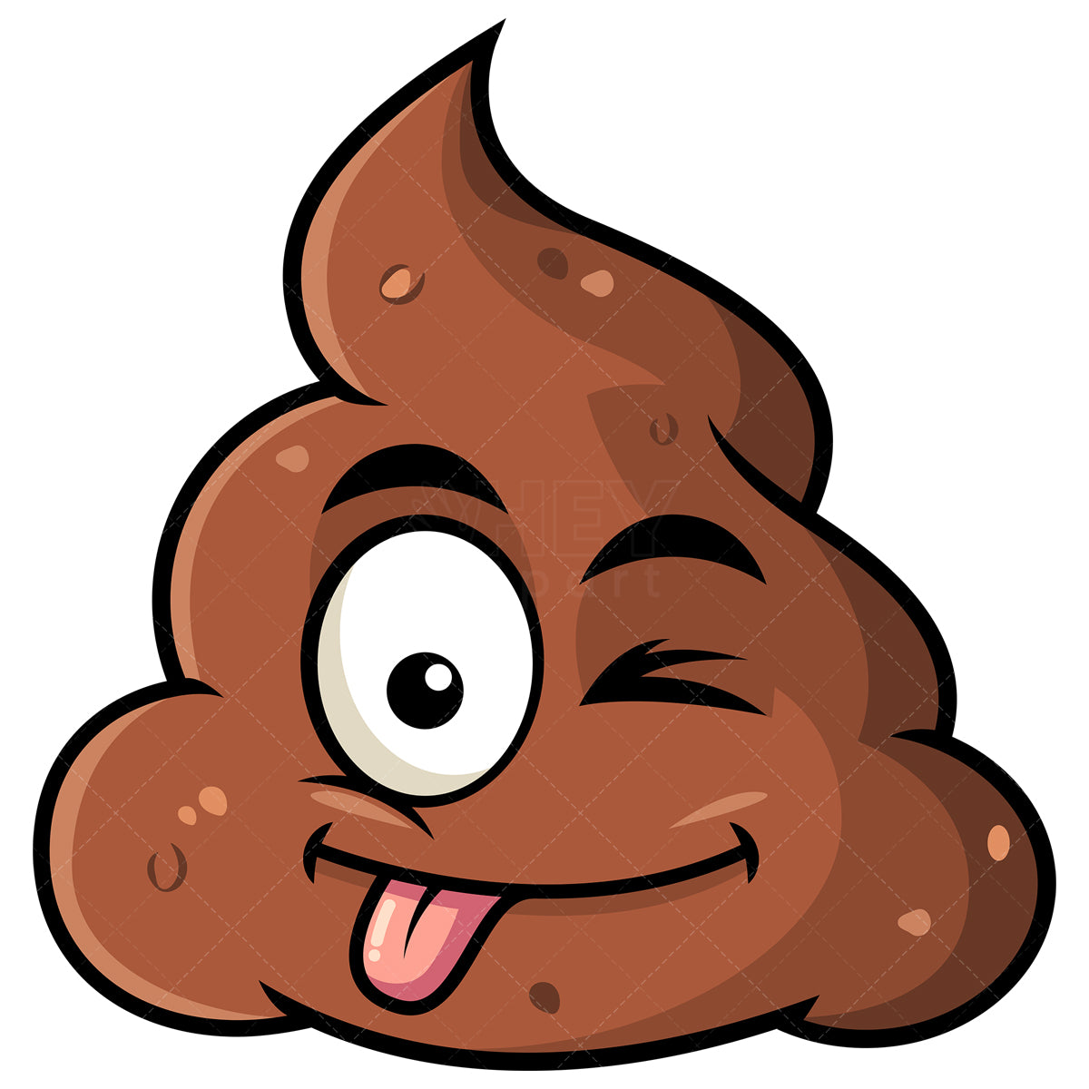 Royalty-free stock vector illustration of a winking tongue out poop emoji.