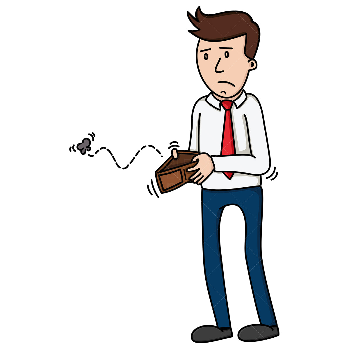 Royalty-free stock vector illustration of a businessman with empty wallet.