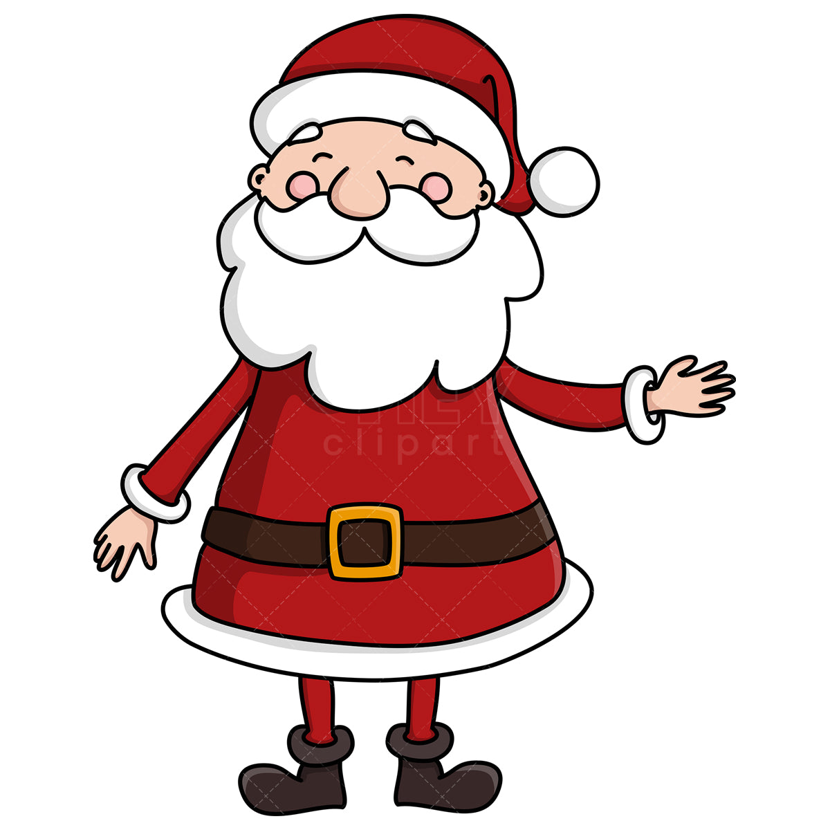 Royalty-free stock vector illustration of a cute santa pointing to the side.