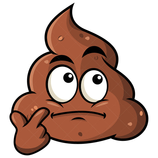Royalty-free stock vector illustration of a wondering poop emoji.