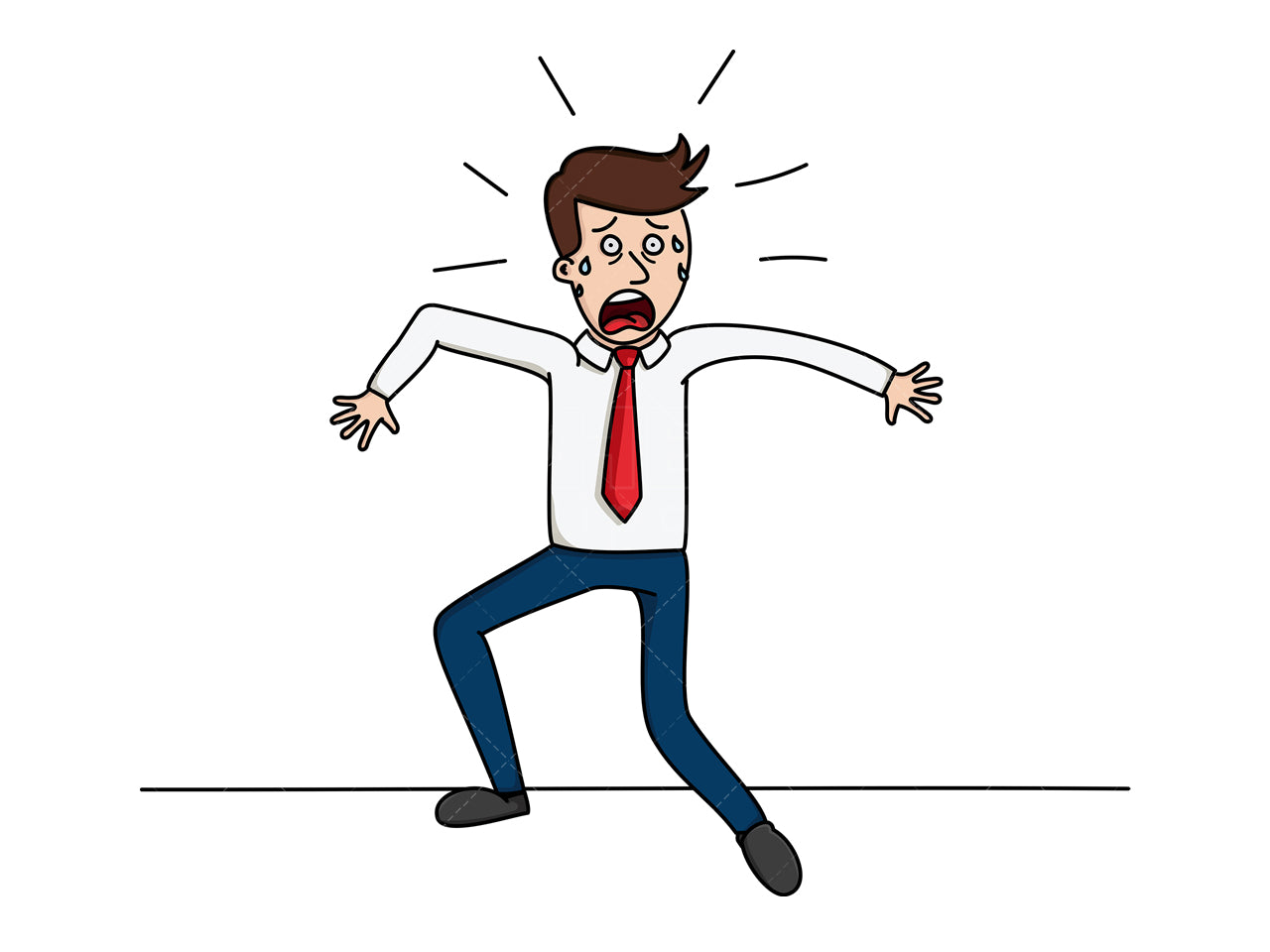 Royalty-free stock vector illustration of a business man backed up against a wall.
