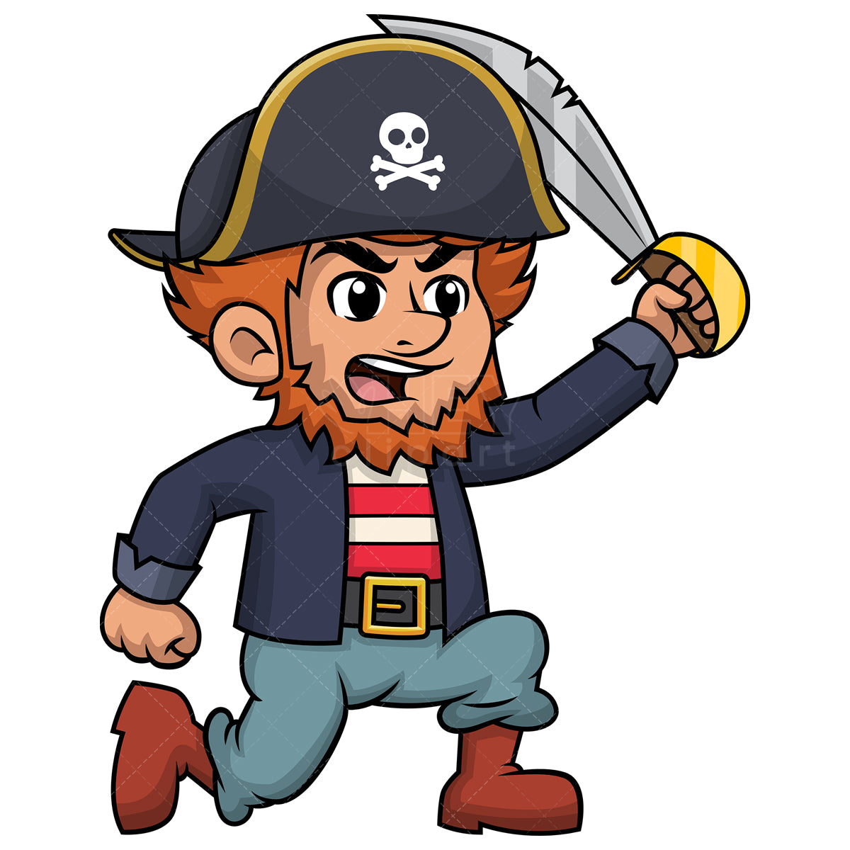 Royalty-free stock vector illustration of a angry pirate charging.