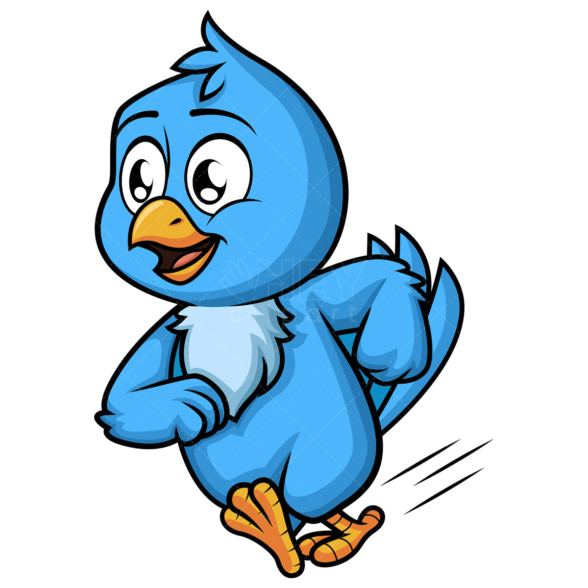 Royalty-free stock vector illustration of a blue bird running.