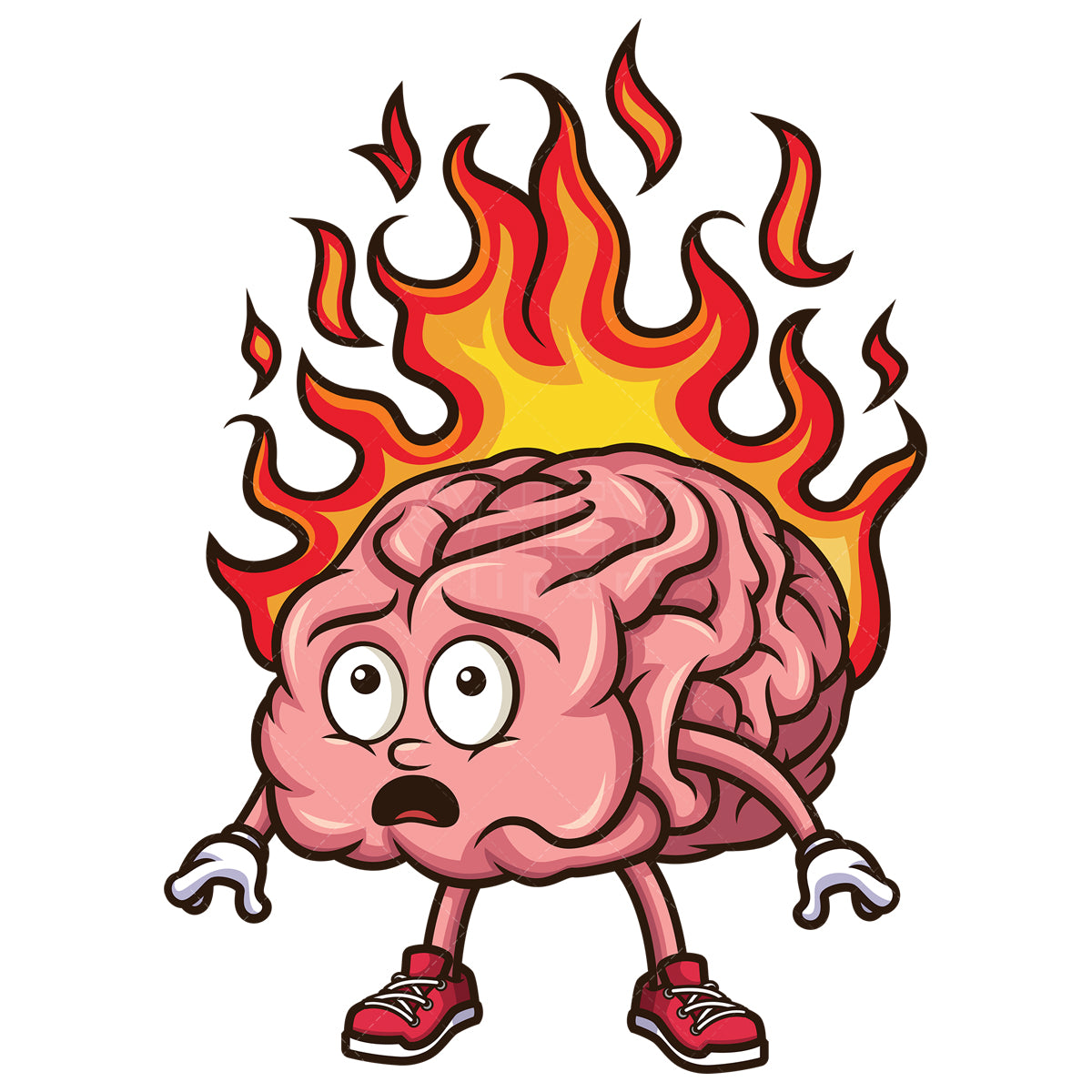 Royalty-free stock vector illustration of a brain on fire.