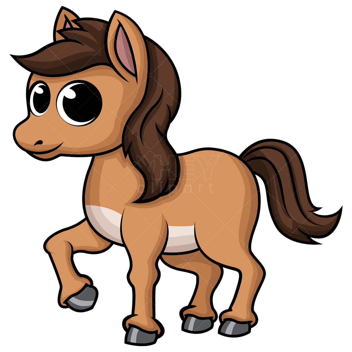 Royalty-free stock vector illustration of a cute baby horse.