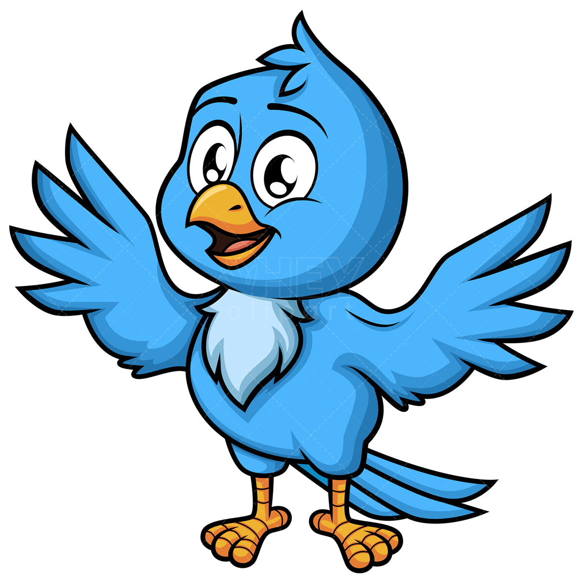 Royalty-free stock vector illustration of  a happy blue bird.