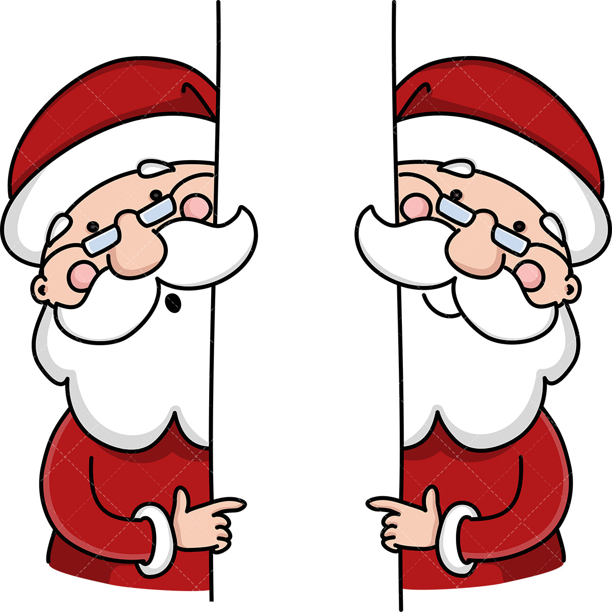 Royalty-free stock vector illustration of  a santa claus behind wall.