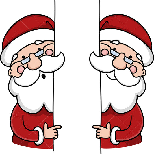 Royalty-free stock vector illustration of  a santa claus behind wall.
