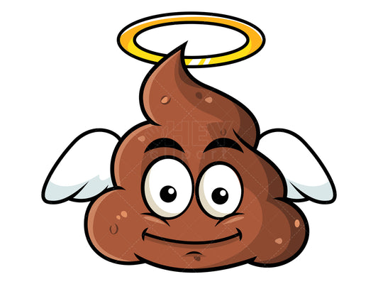 Royalty-free stock vector illustration of a winged angel poop emoji.