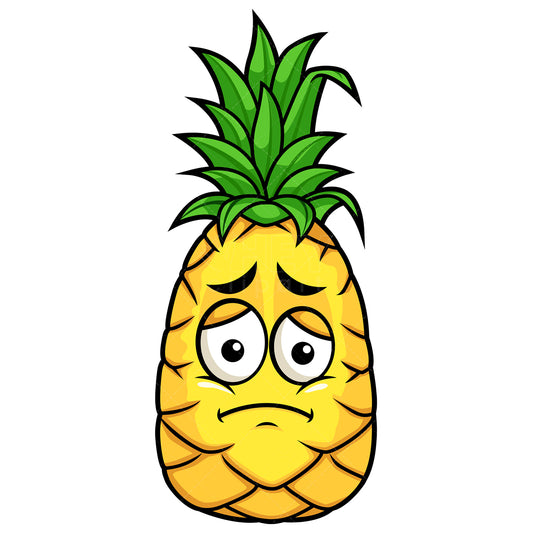 Royalty-free stock vector illustration of  a pineapple feeling sad.