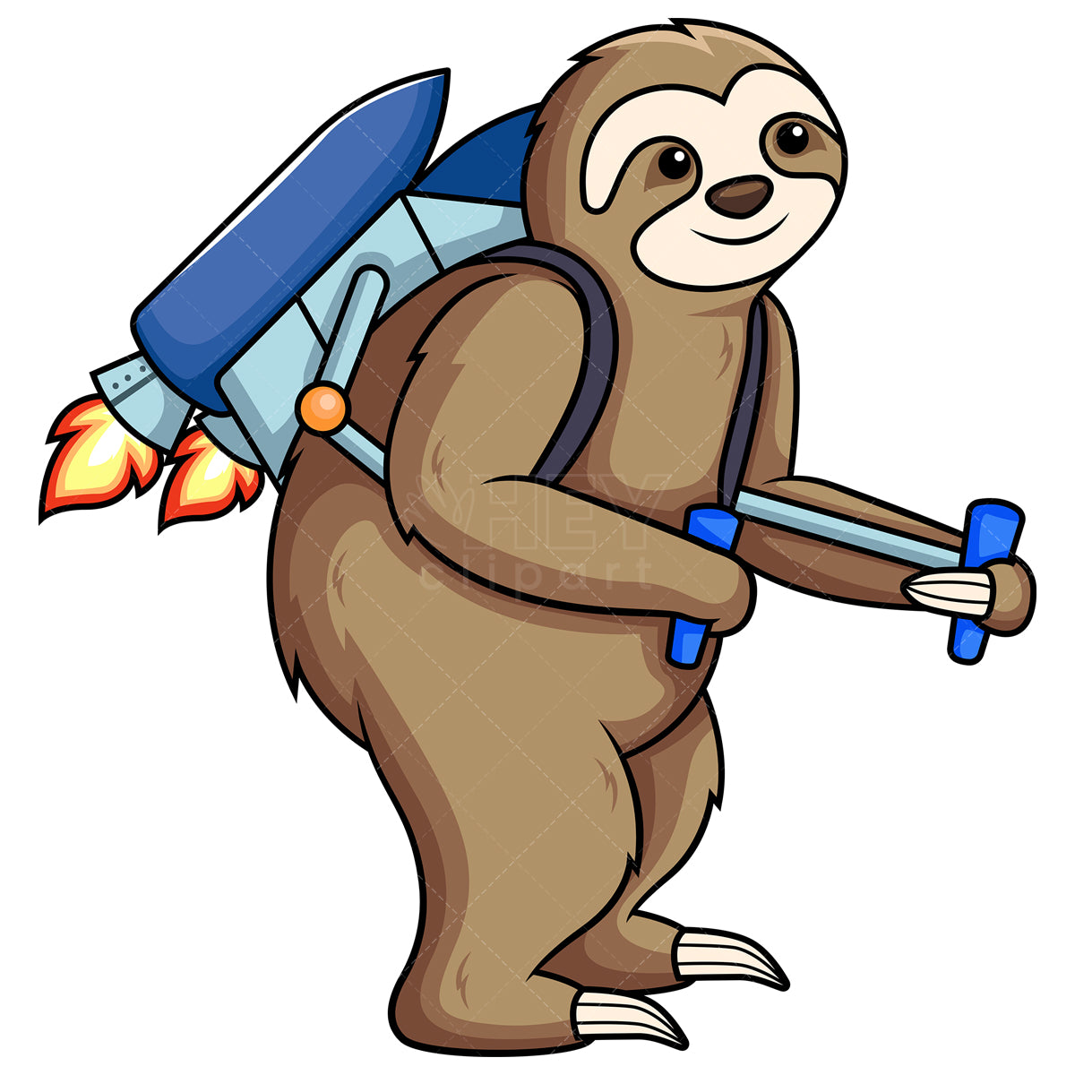 Royalty-free stock vector illustration of a sloth wearing jetpack.