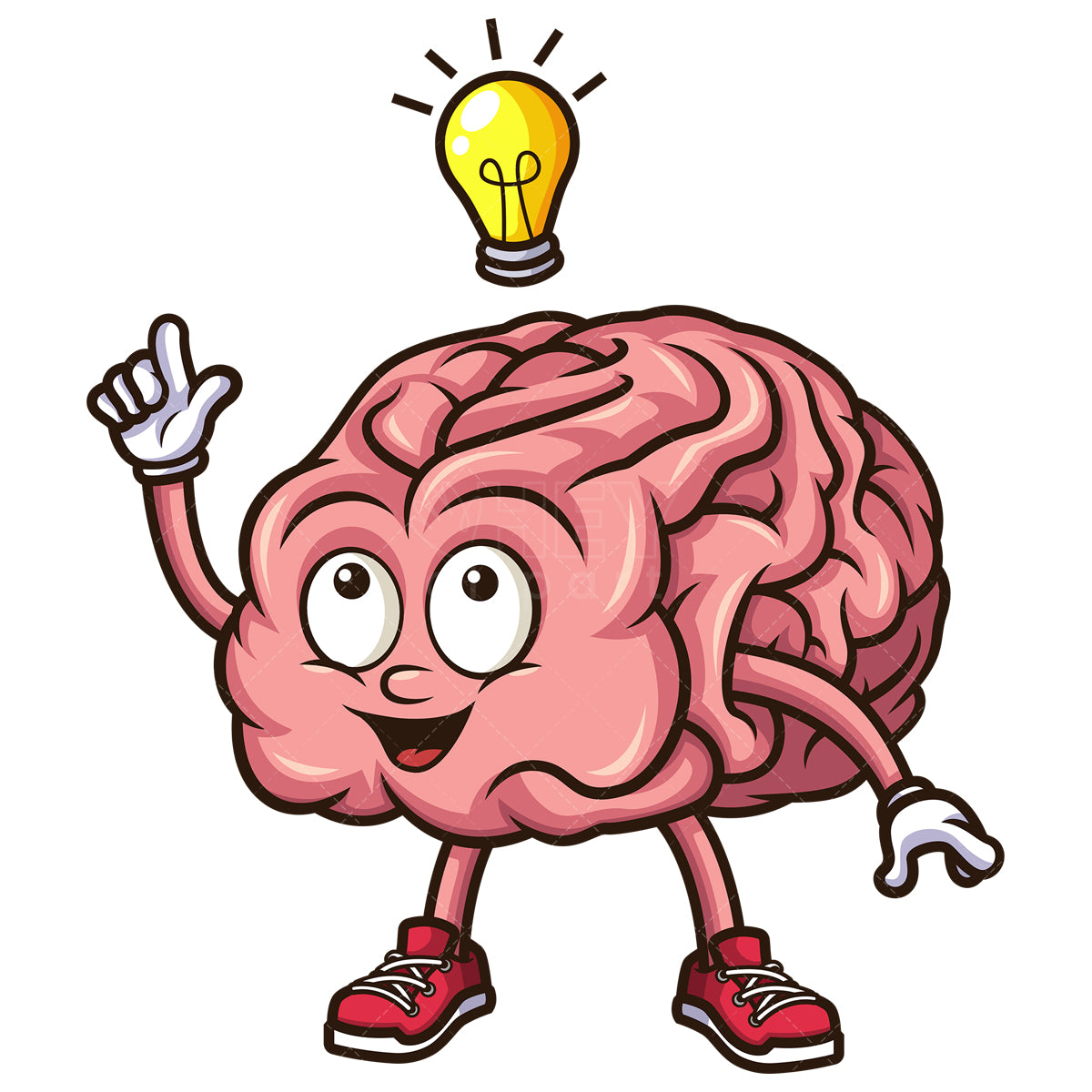 Royalty-free stock vector illustration of a brain having a good idea.