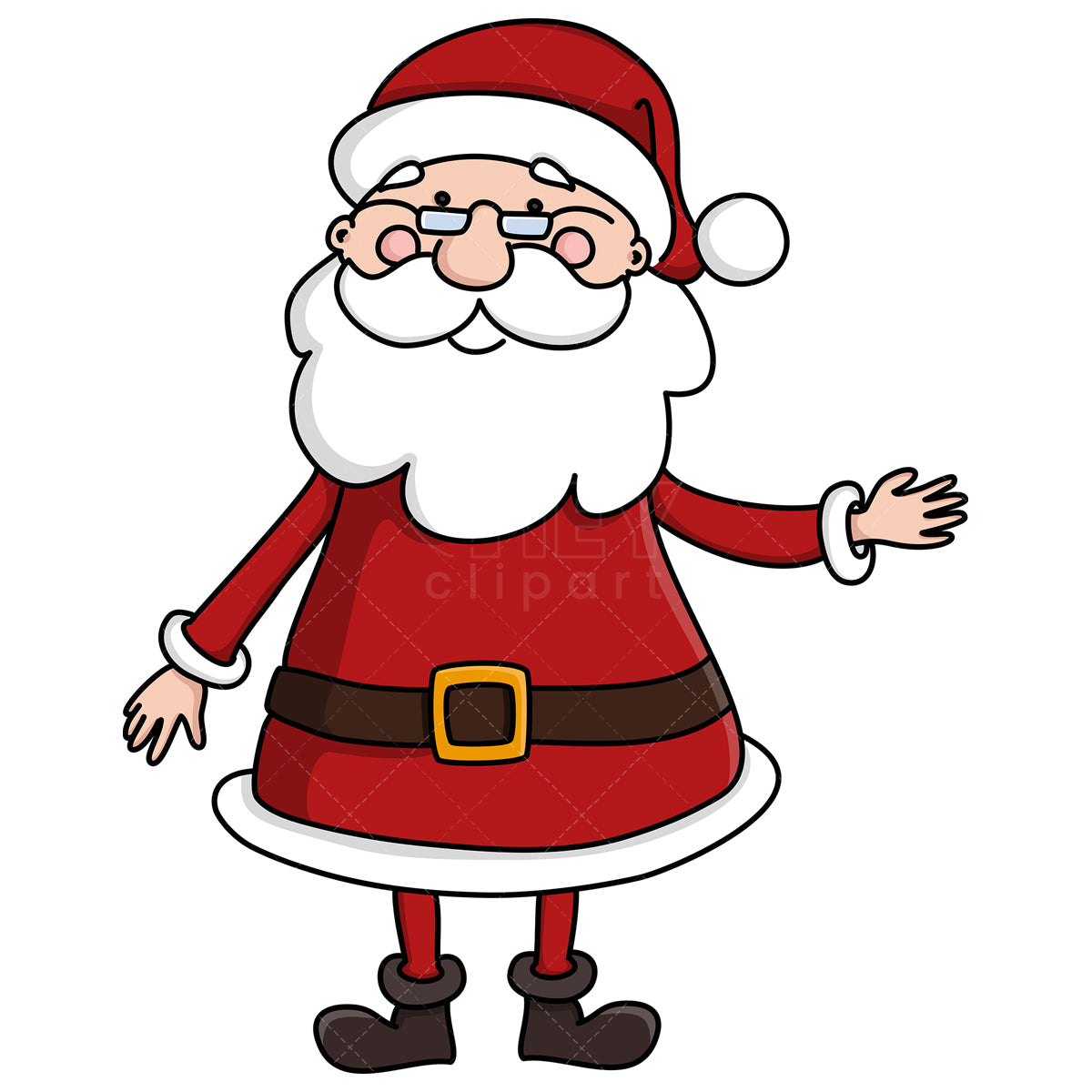 Royalty-free stock vector illustration of a cute santa claus pointing.