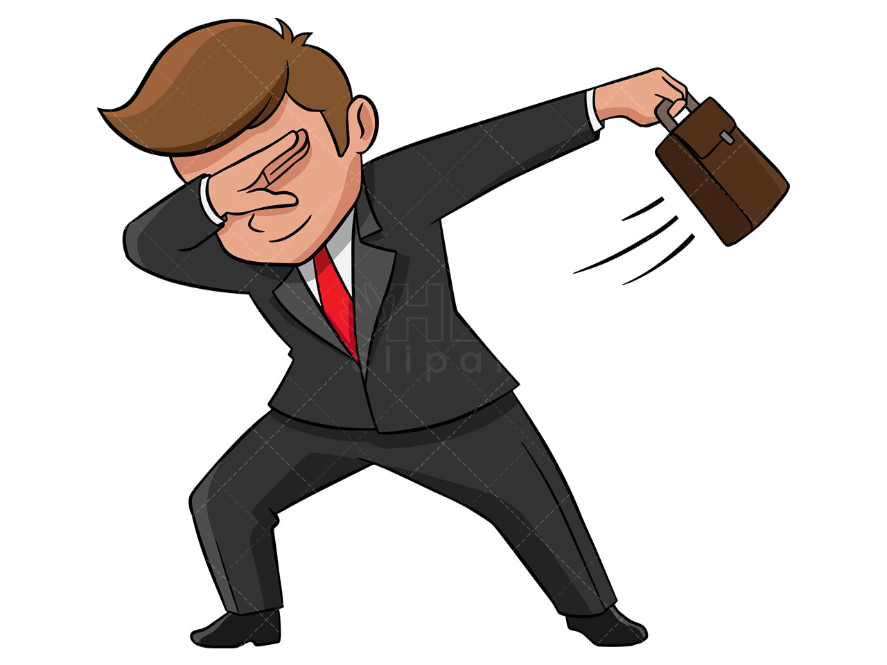 Royalty-free stock vector illustration of a dabbing businessman.