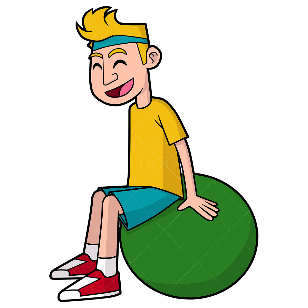 Royalty-free stock vector illustration of an man doing pilates.