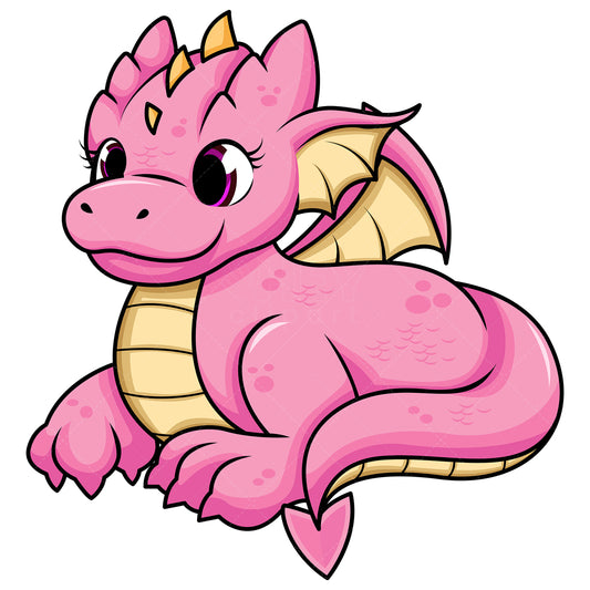 Royalty-free stock vector illustration of a pink female dragon.