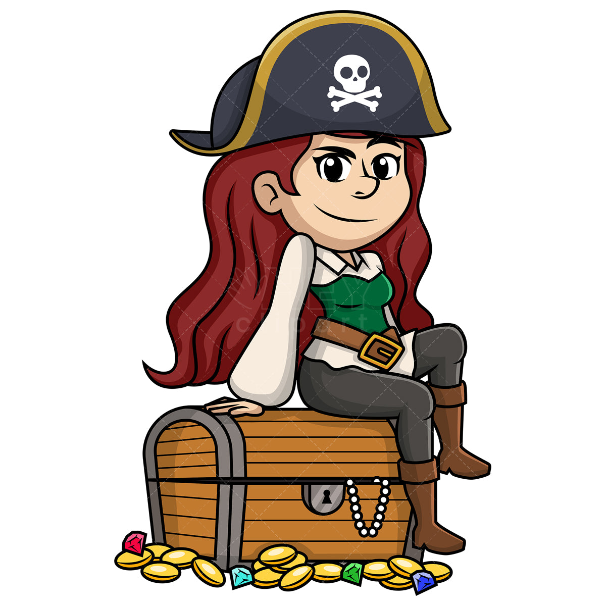 Royalty-free stock vector illustration of a attractive female pirate.
