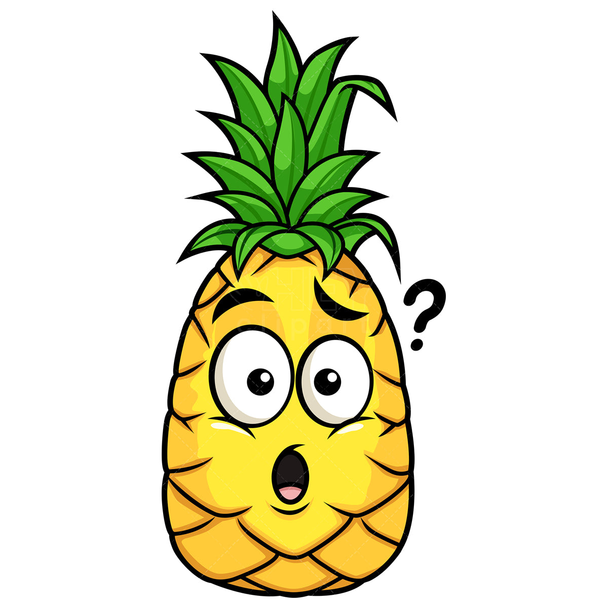 Royalty-free stock vector illustration of a confused pineapple.