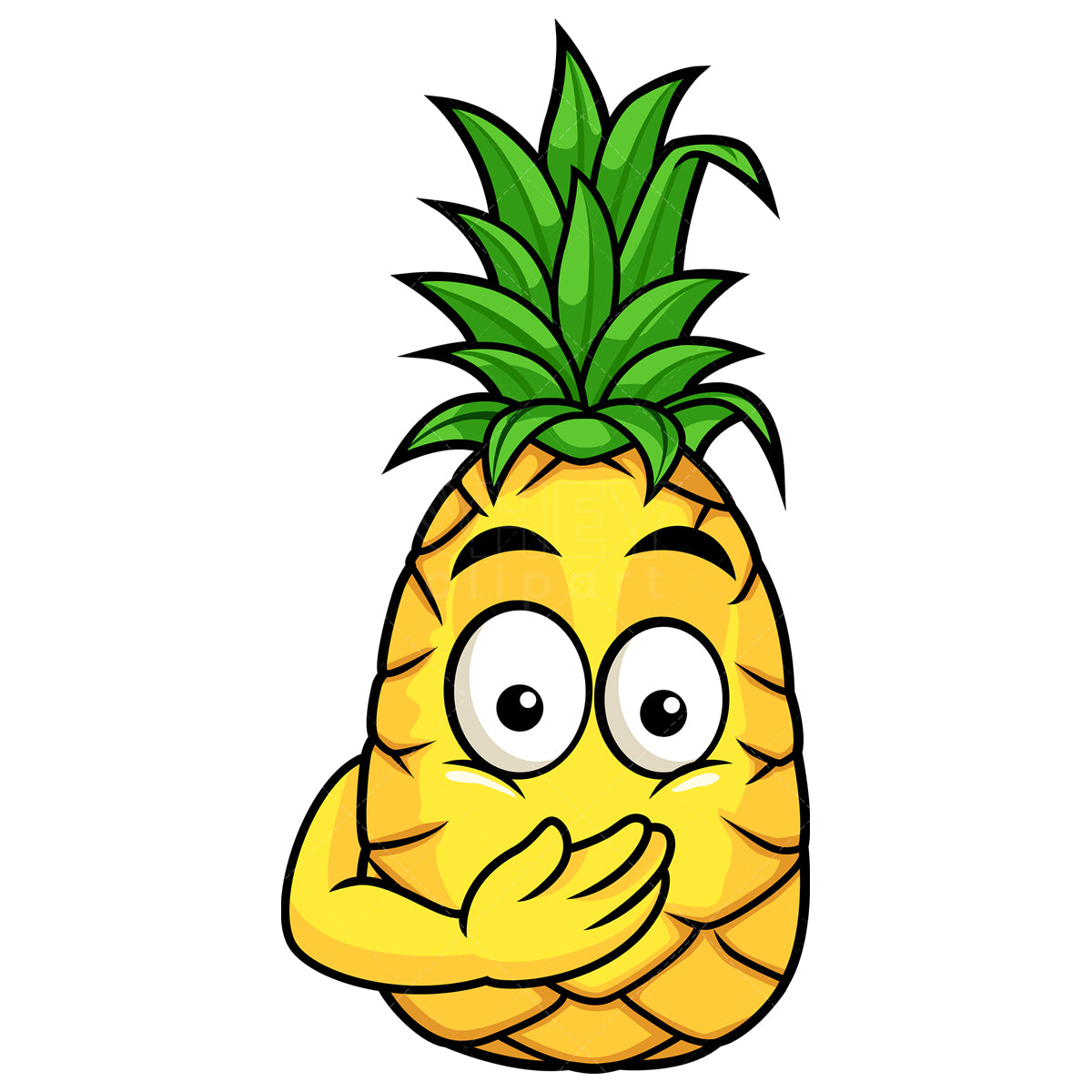 Royalty-free stock vector illustration of a pineapple oops expression.