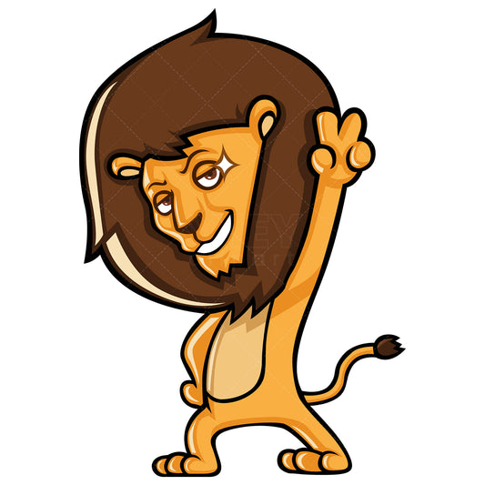 Royalty-free stock vector illustration of a lion dancing to disco music.