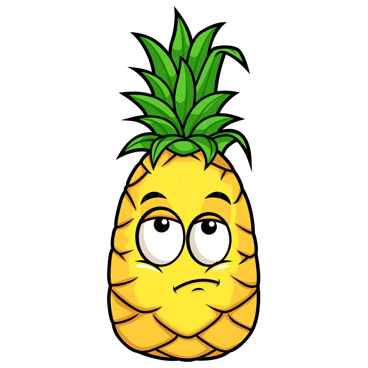 Royalty-free stock vector illustration of  a pineapple rolling eyes.