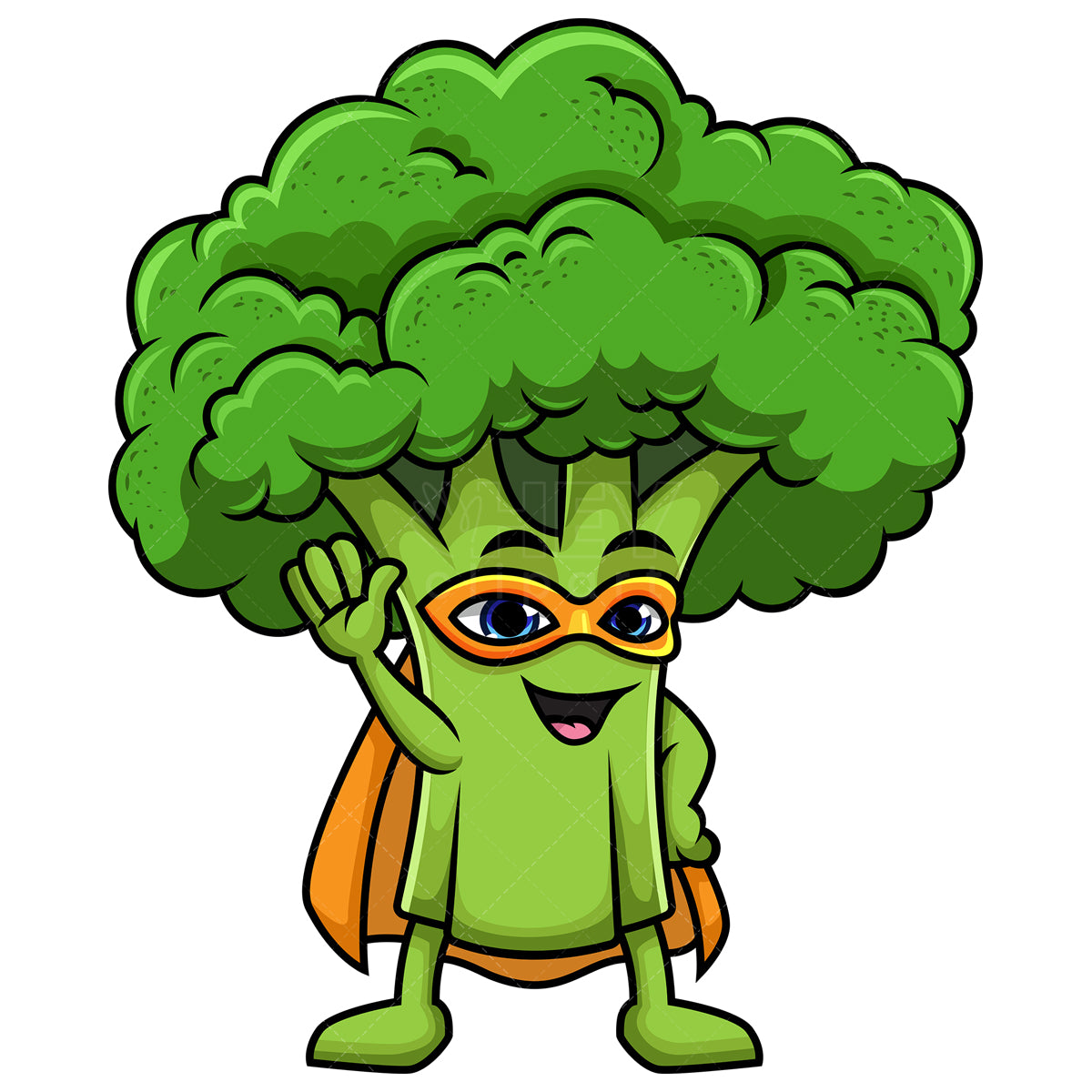 Royalty-free stock vector illustration of a broccoli superhero.