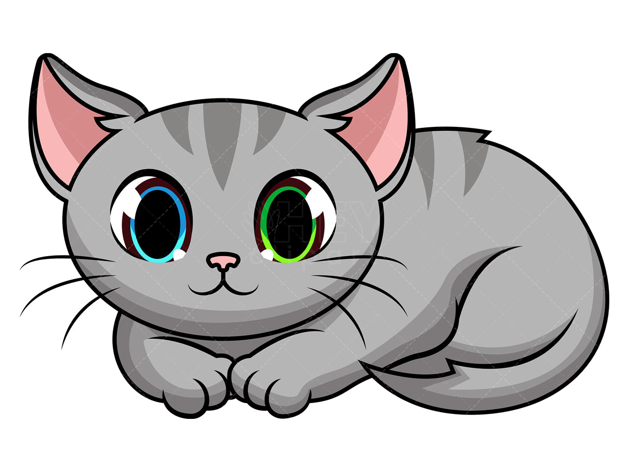 Royalty-free stock vector illustration of  a curled up cat.