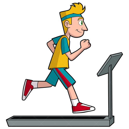 Royalty-free stock vector illustration of a man running on treadmill.