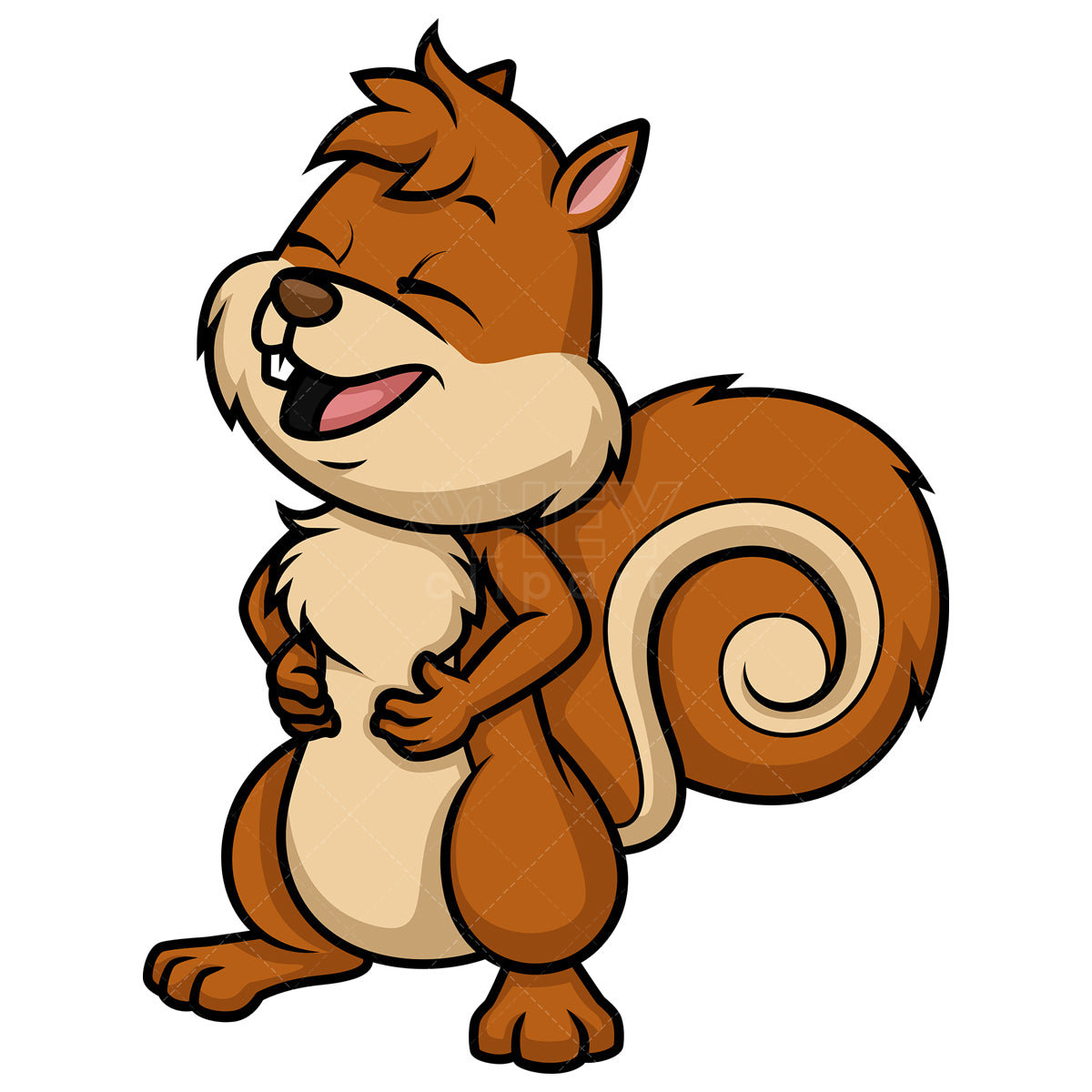 Royalty-free stock vector illustration of a squirrel laughing.