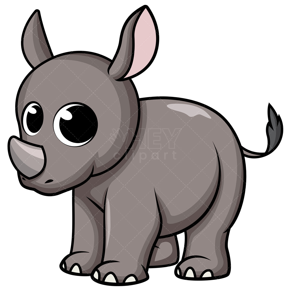 Royalty-free stock vector illustration of a cute baby rhino.