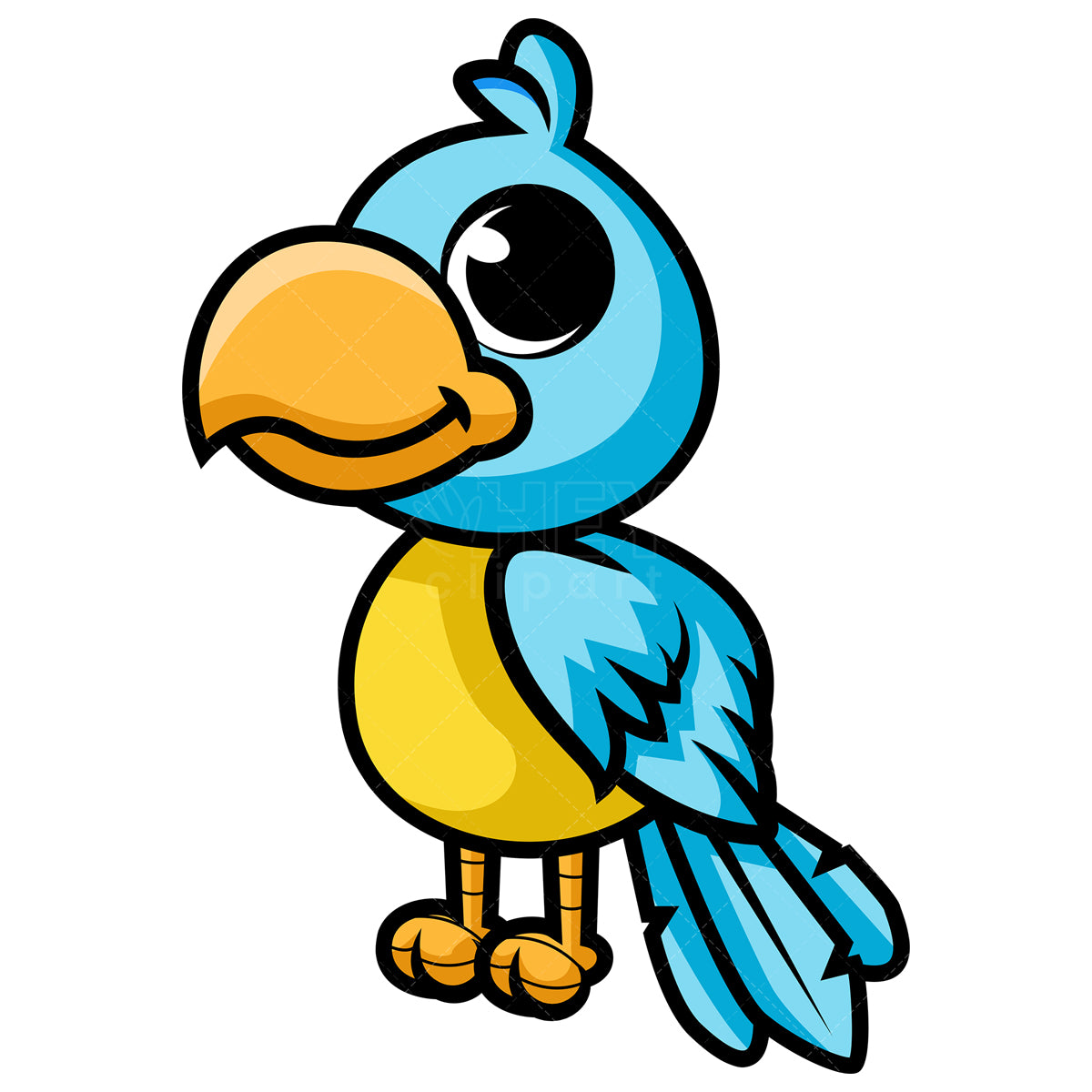 Royalty-free stock vector illustration of a cute blue parrot.