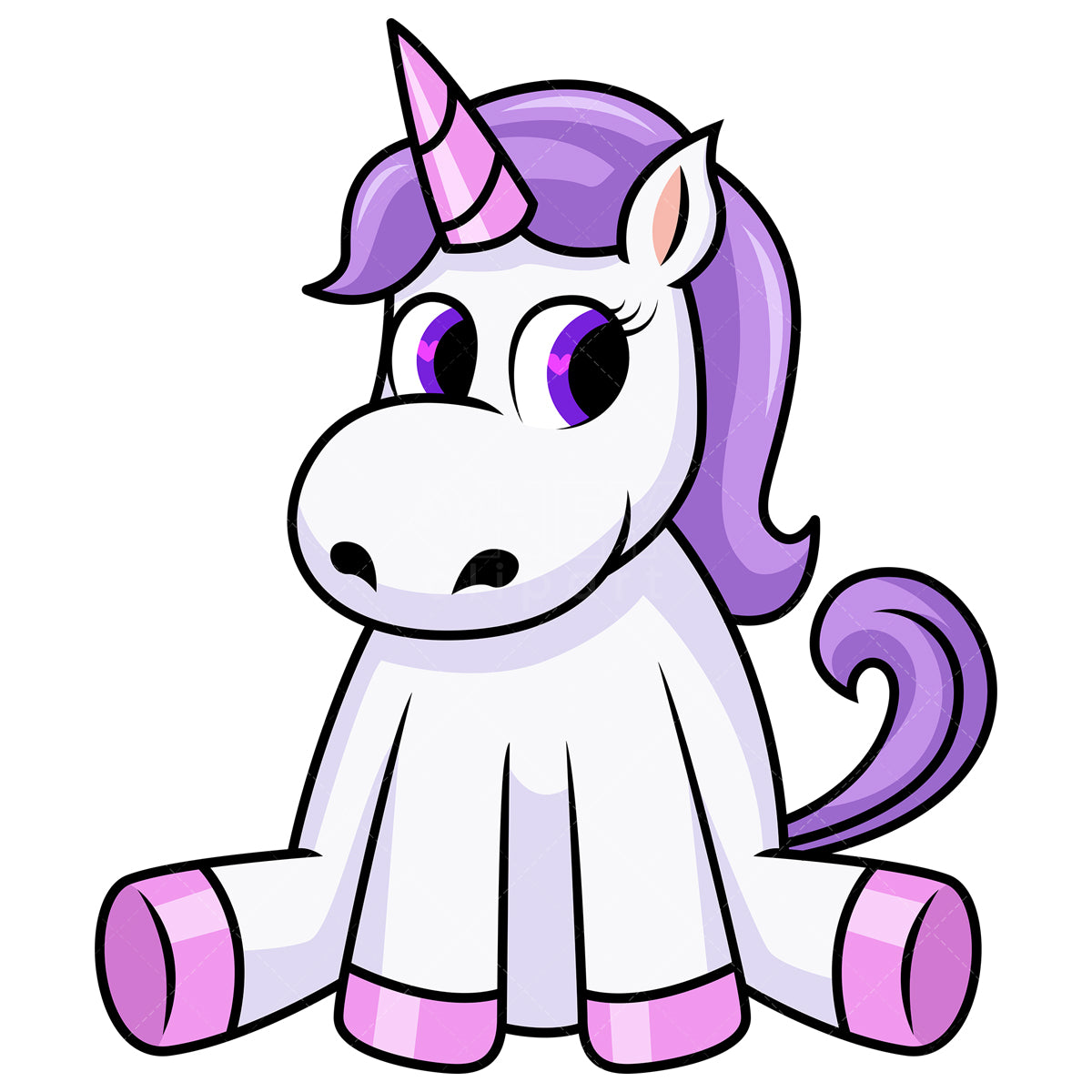 Royalty-free stock vector illustration of a cute purple unicorn.