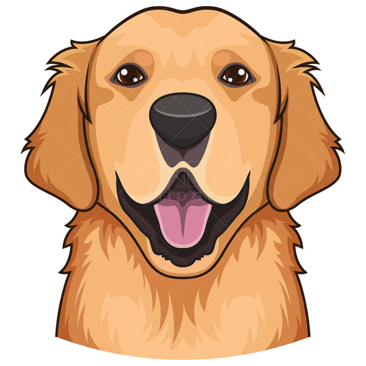Royalty-free stock vector illustration of a golden retriever face.