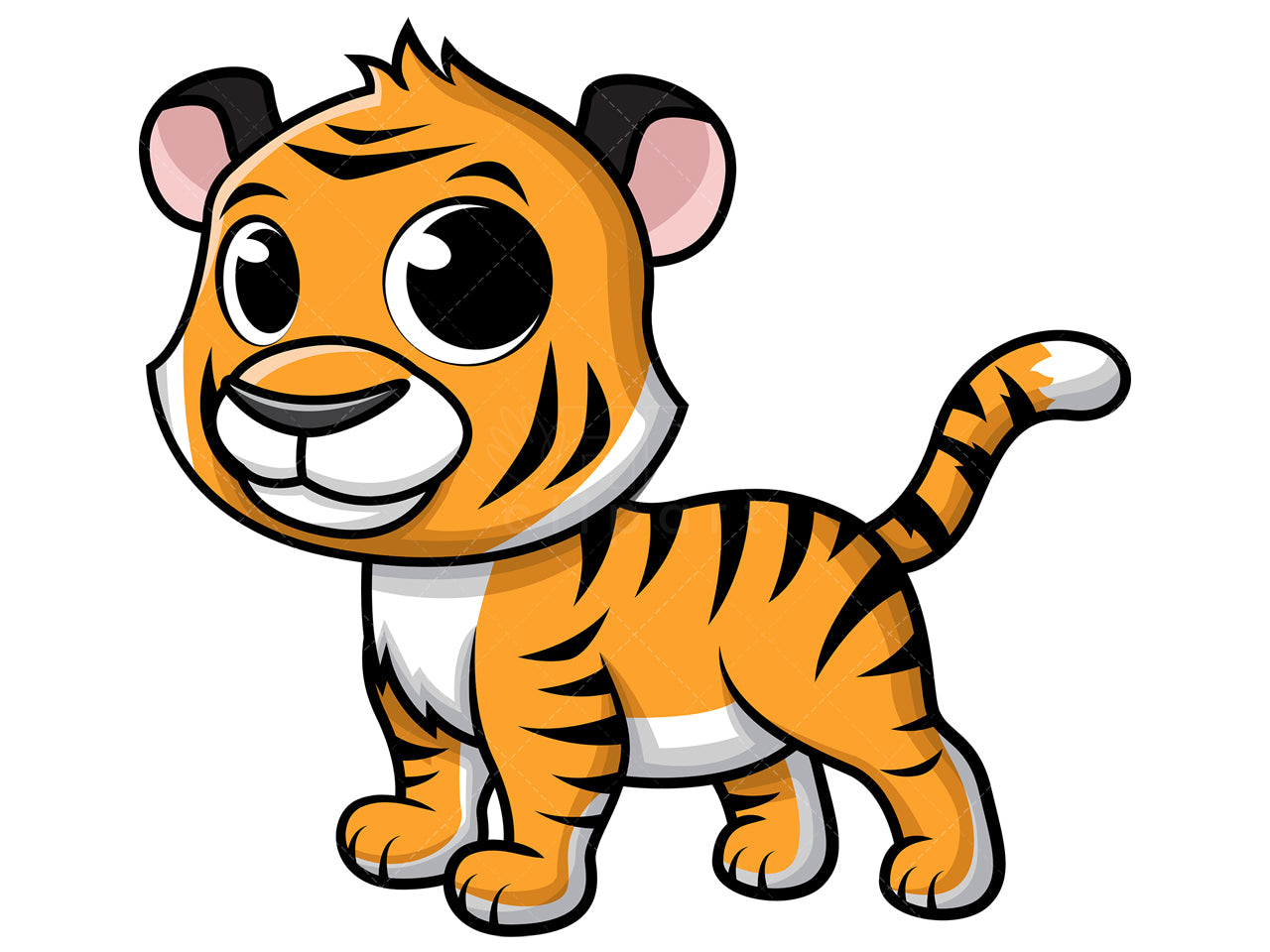 Royalty-free stock vector illustration of a cute baby tiger.