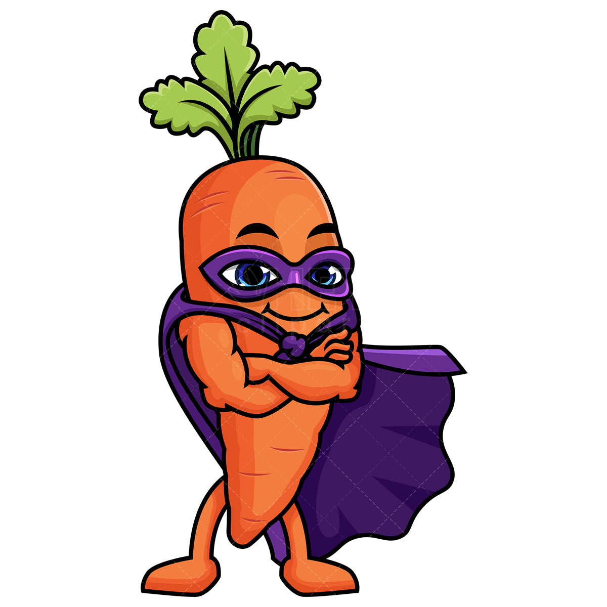 Royalty-free stock vector illustration of a carrot superhero.