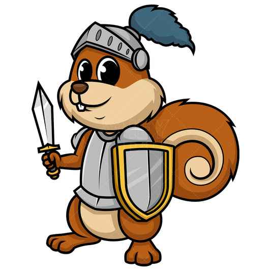 Royalty-free stock vector illustration of  a squirrel knight in armor.