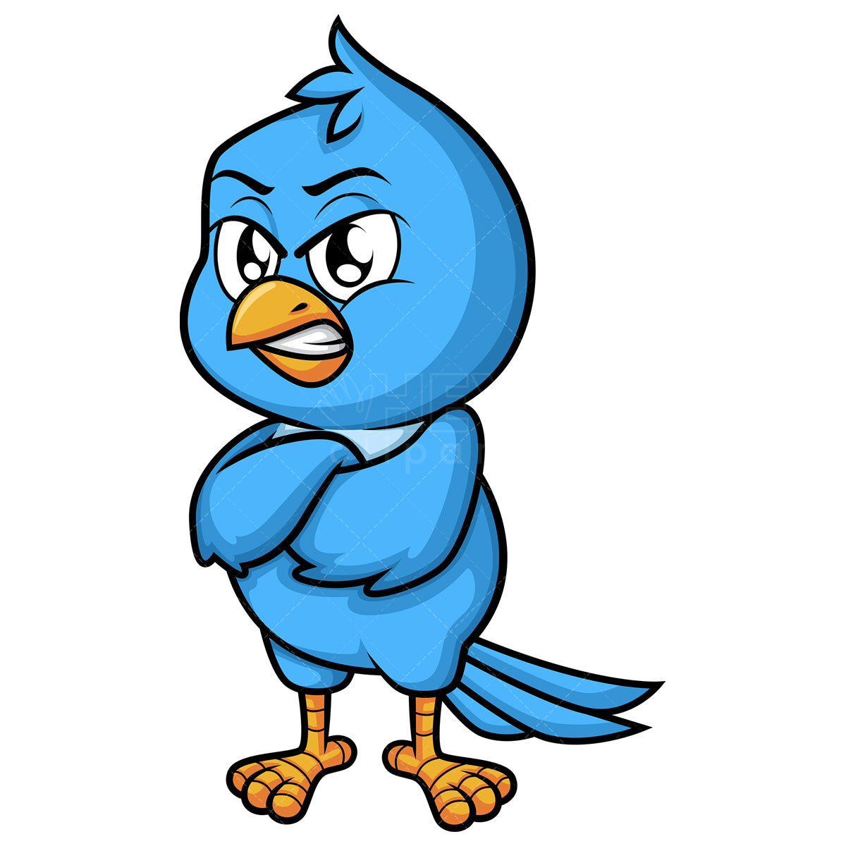 Royalty-free stock vector illustration of a angry blue bird.