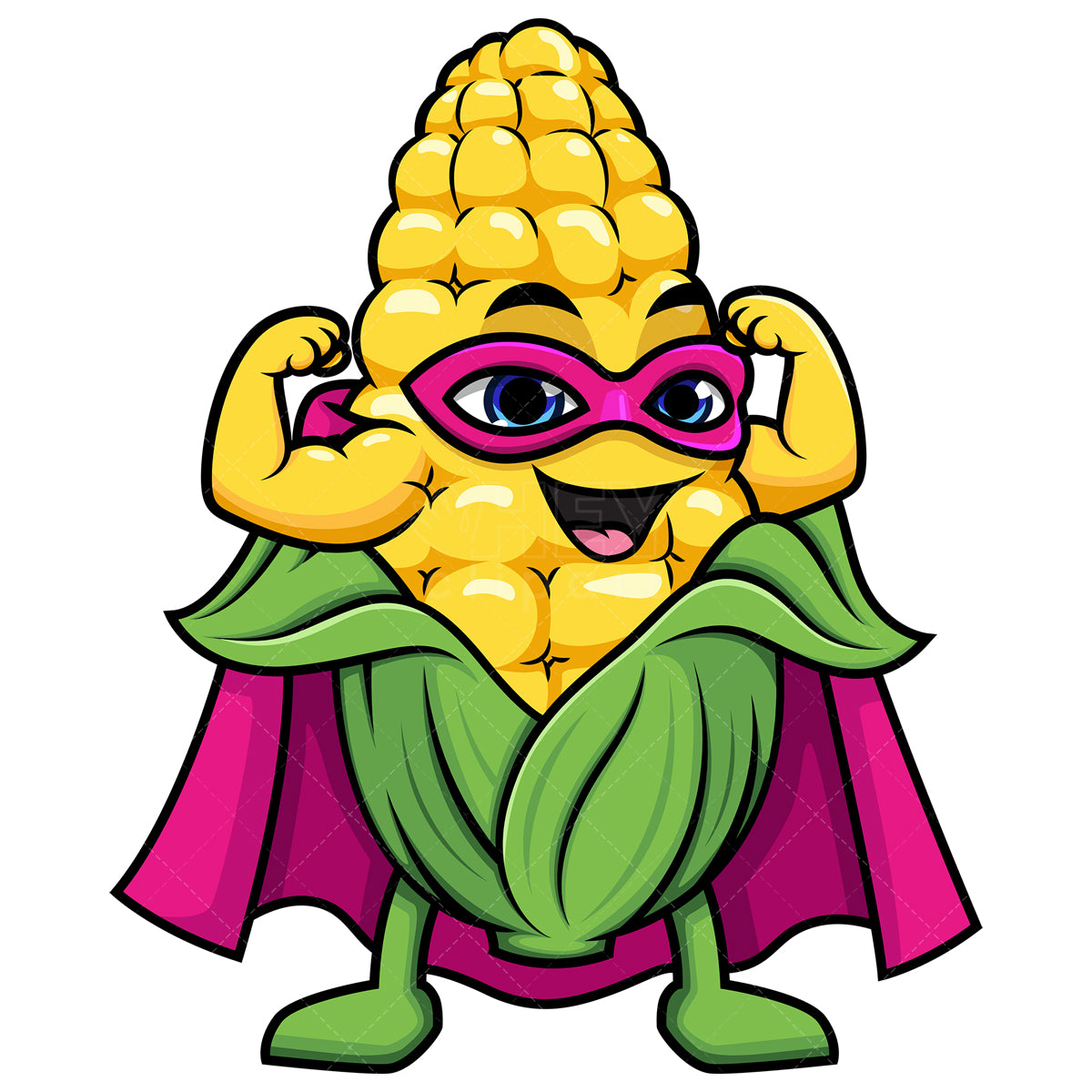 Royalty-free stock vector illustration of a corn superhero.