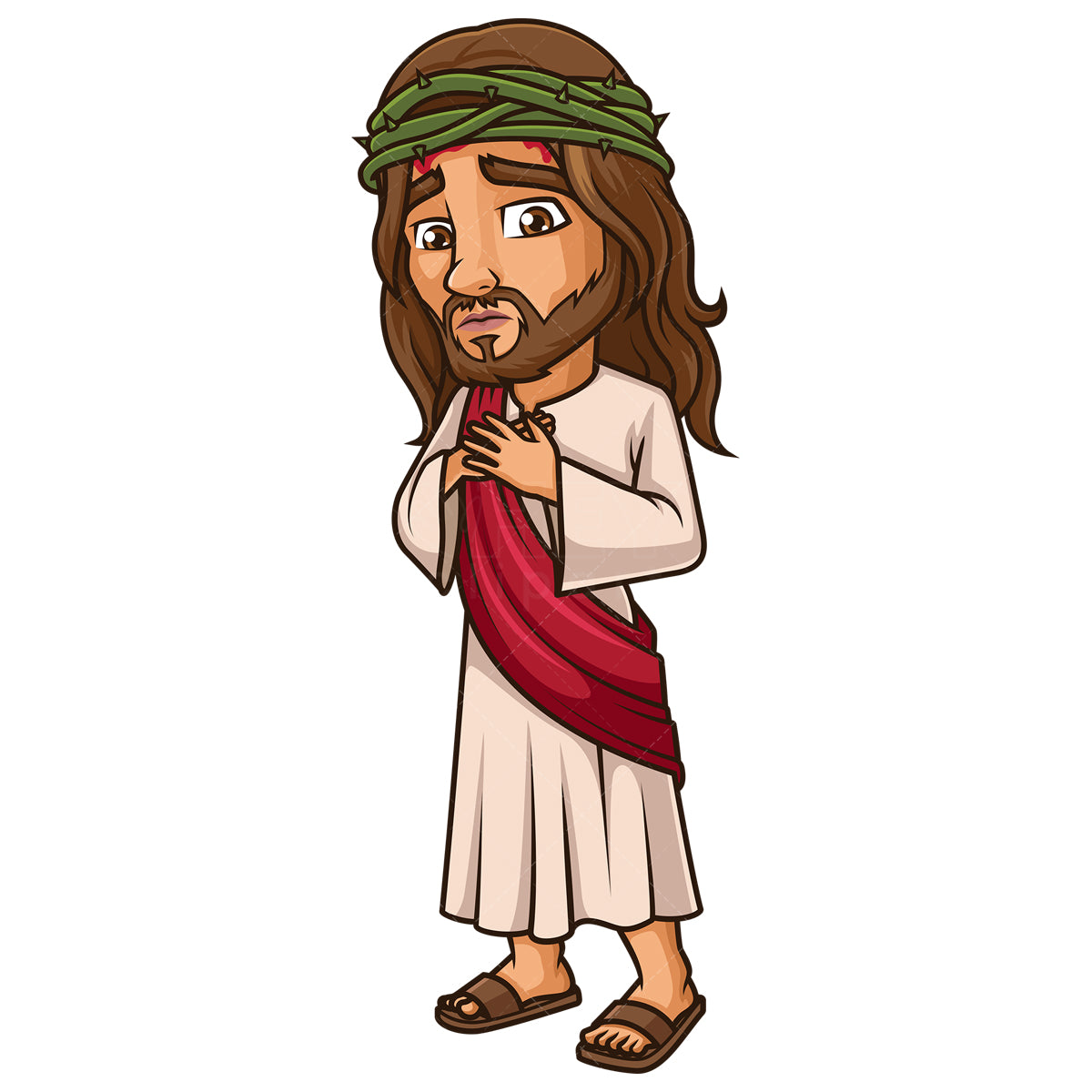 Royalty-free stock vector illustration of jesus christ with crown of thorns.